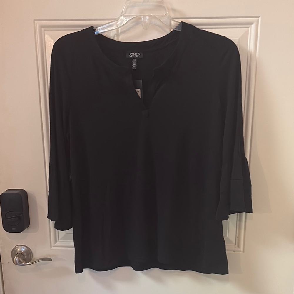 Jones New York Black 3/4 Sleeve Relaxed Blouse